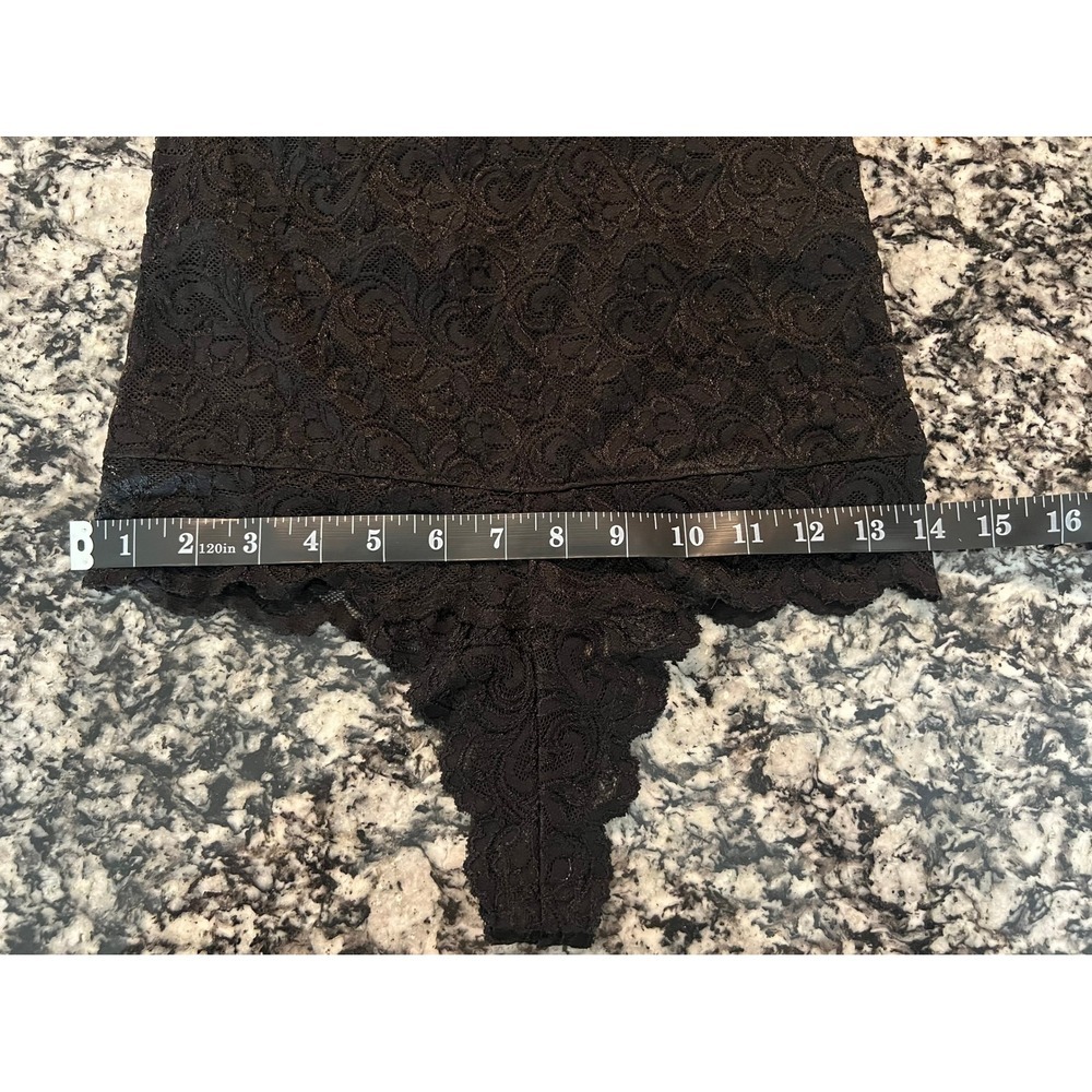 Marciano Black Lace Halter Bodysuit XS Floral Scalloped V-Neck Thong (0906) - Picture 8 of 10